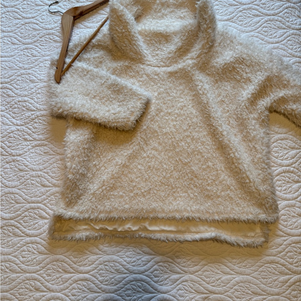 Anthropologie Cream Cowl Neck Sweater Plush Textured Knit